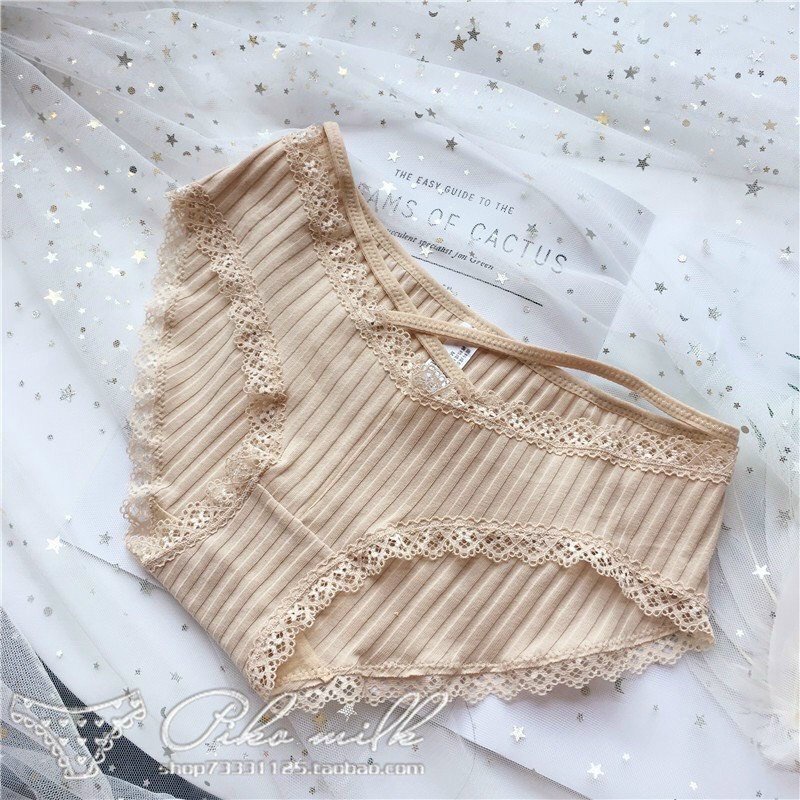 Được chọn màu - Quần lót gân phối ren dây chéo sexy MS023