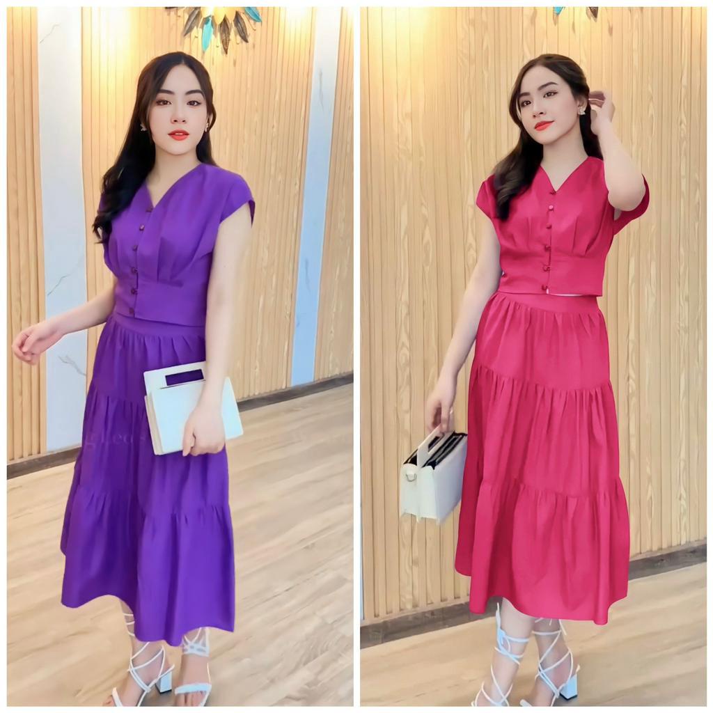 Set Bộ Áo Croptop Kèm Chân Váy Sv86