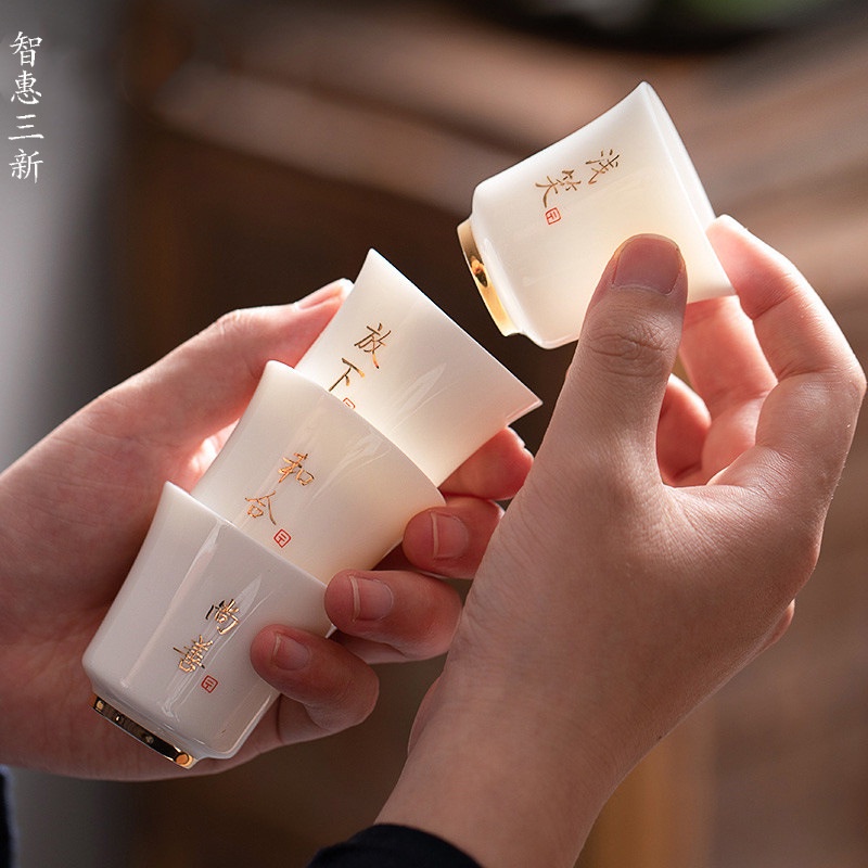 Ly Uống Trà Bằng Gốm Sứ Màu Trắng Phong Cách Nhật Bản