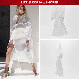 Váy Sơ Mi Trắng Dáng Dài Tay Phồng Form Rộng Z - LITTLE KOREA