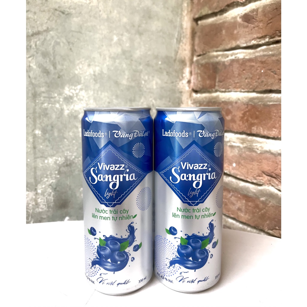Vivazz Sangria light - nước trái cây lên men tự nhiên vị việt quất - lon 330 ml