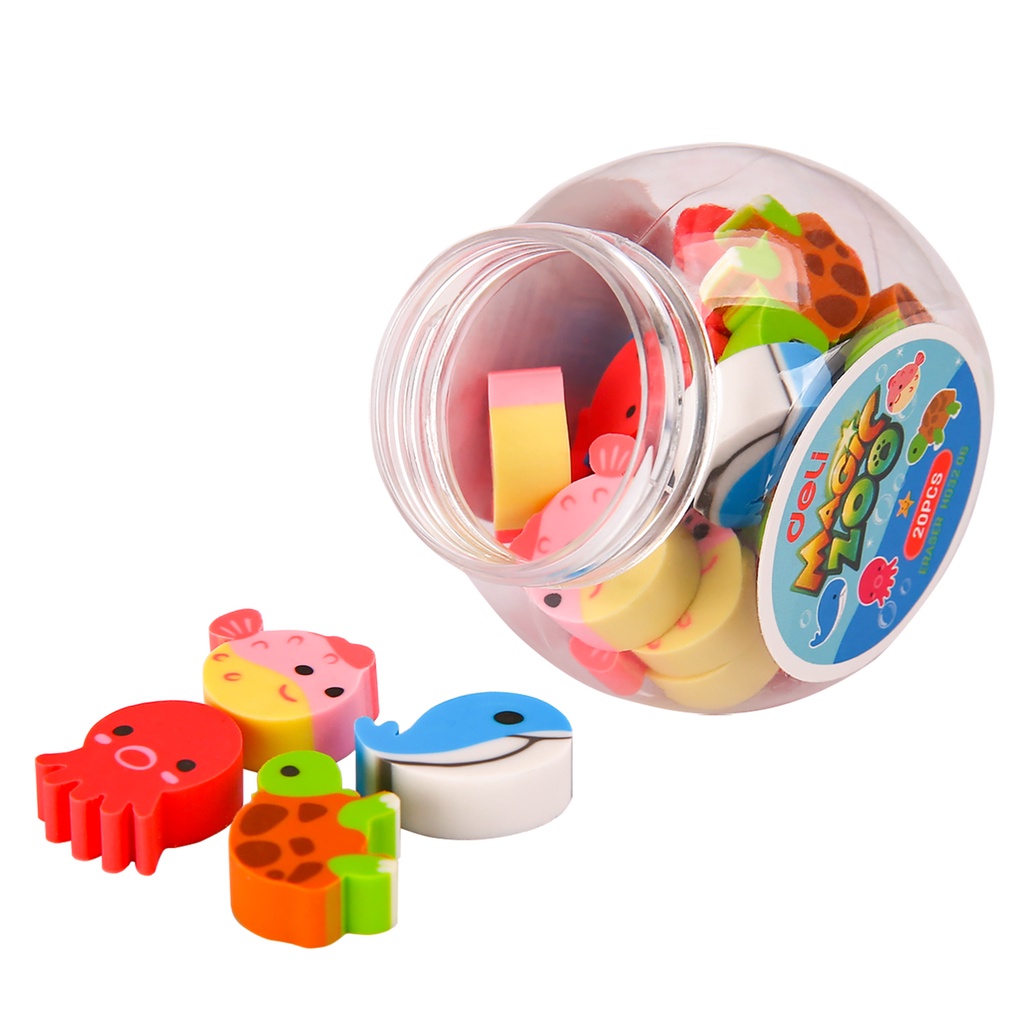 Bộ Gôm Tẩy 1 Ống Hình Động Vật Dễ Thương (20 Cái)
