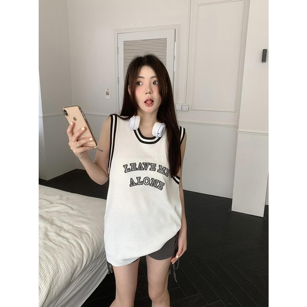 Áo Thun Bóng Rổ Không Tay Dáng Rộng Thời Trang Mùa Hè Phong Cách retro