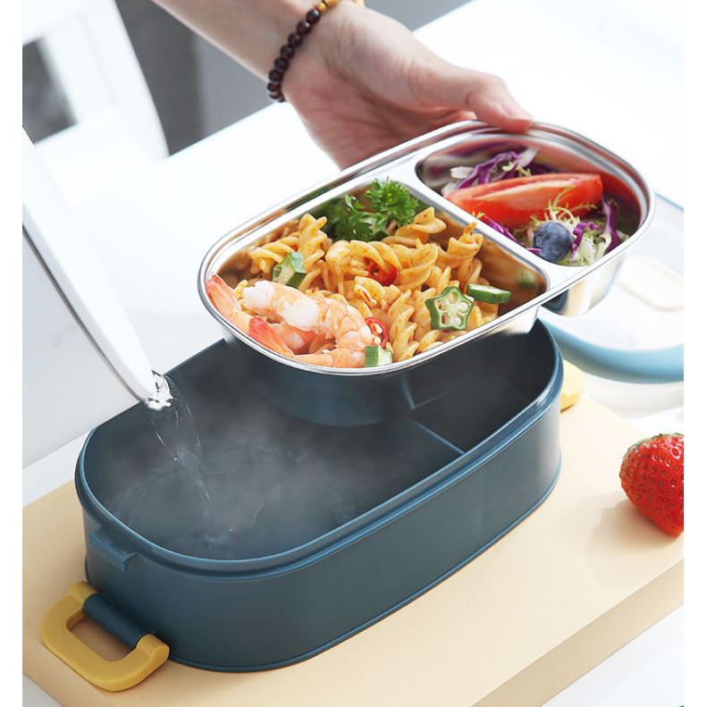 Hộp Cơm Giữ Nhiệt 2 Tầng Ruột Inox 304 Vỏ Lúa Mạch - Hộp Cơm Văn Phòng