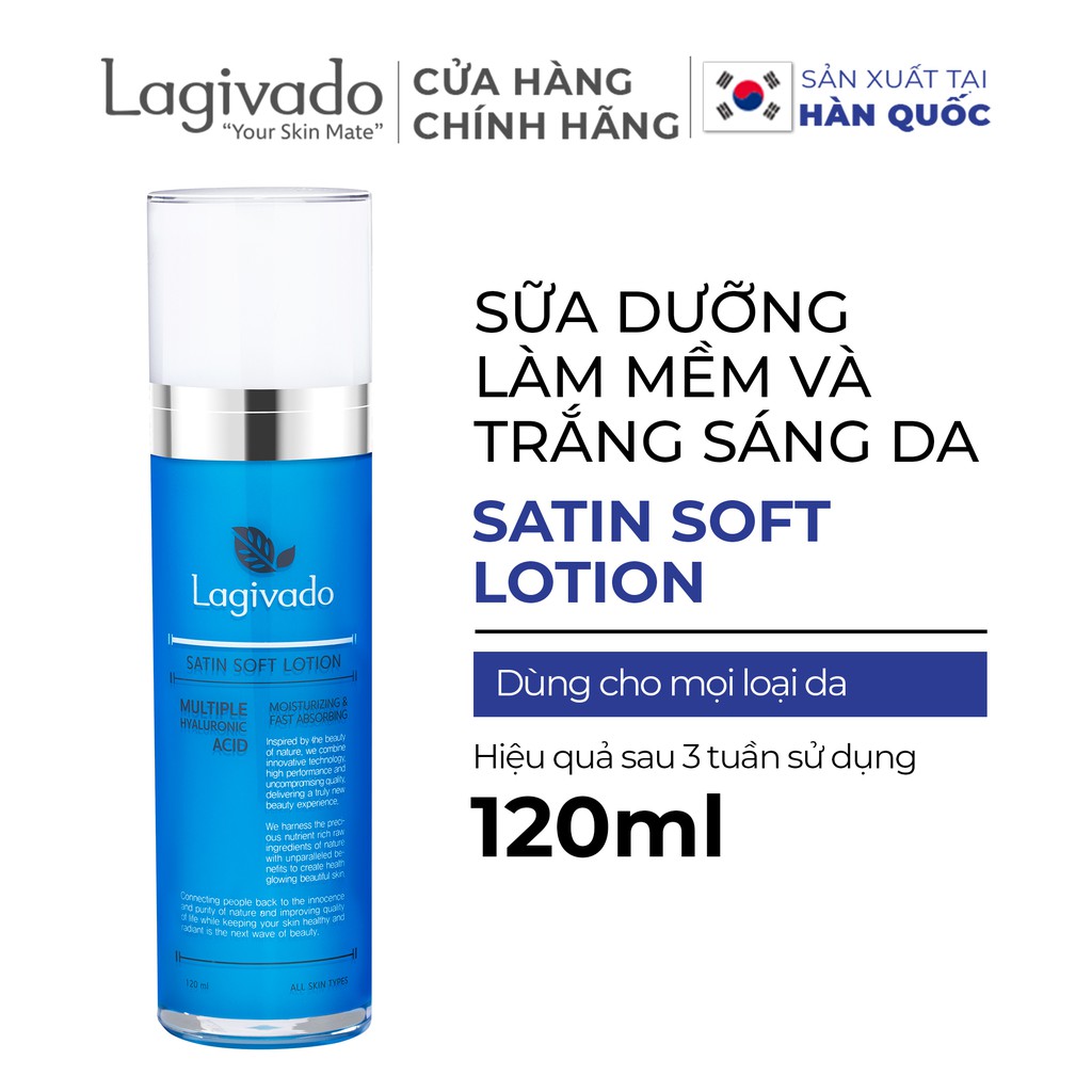 Sữa dưỡng da mặt trắng sáng da Hàn Quốc Lagivado Satin Soft Lotion 120 ml