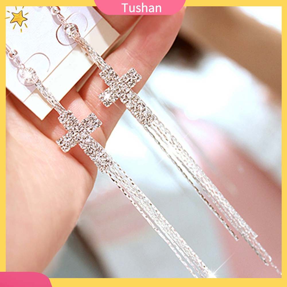 Khuyên tai hình chuông / thánh giá đính đá thời trang cho nữ