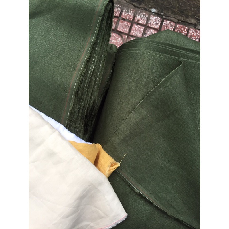 vải Linen tưng dầy vừa màu xanh rêu rong nho!