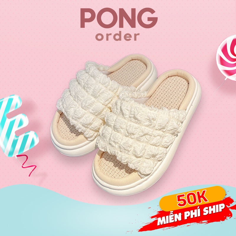 (Loại 1+Sẵn) Dép bánh mì nữ quai ngang bèo mềm êm chân đế cao