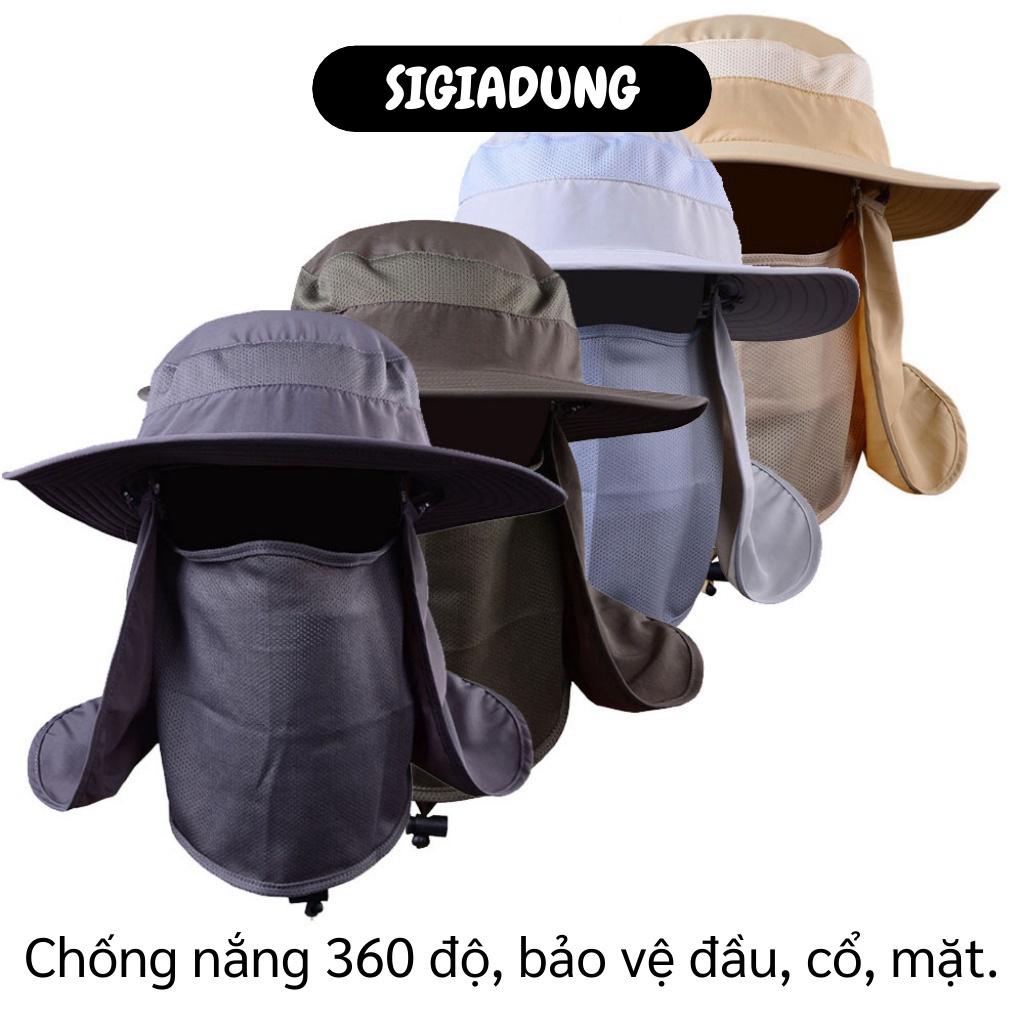 [SGD] Nón Chống Nắng Nam Giới - Mũ Tai Bèo Rộng Vành Kèm Khẩu Trang Đi Câu Cá, Phượt 7841