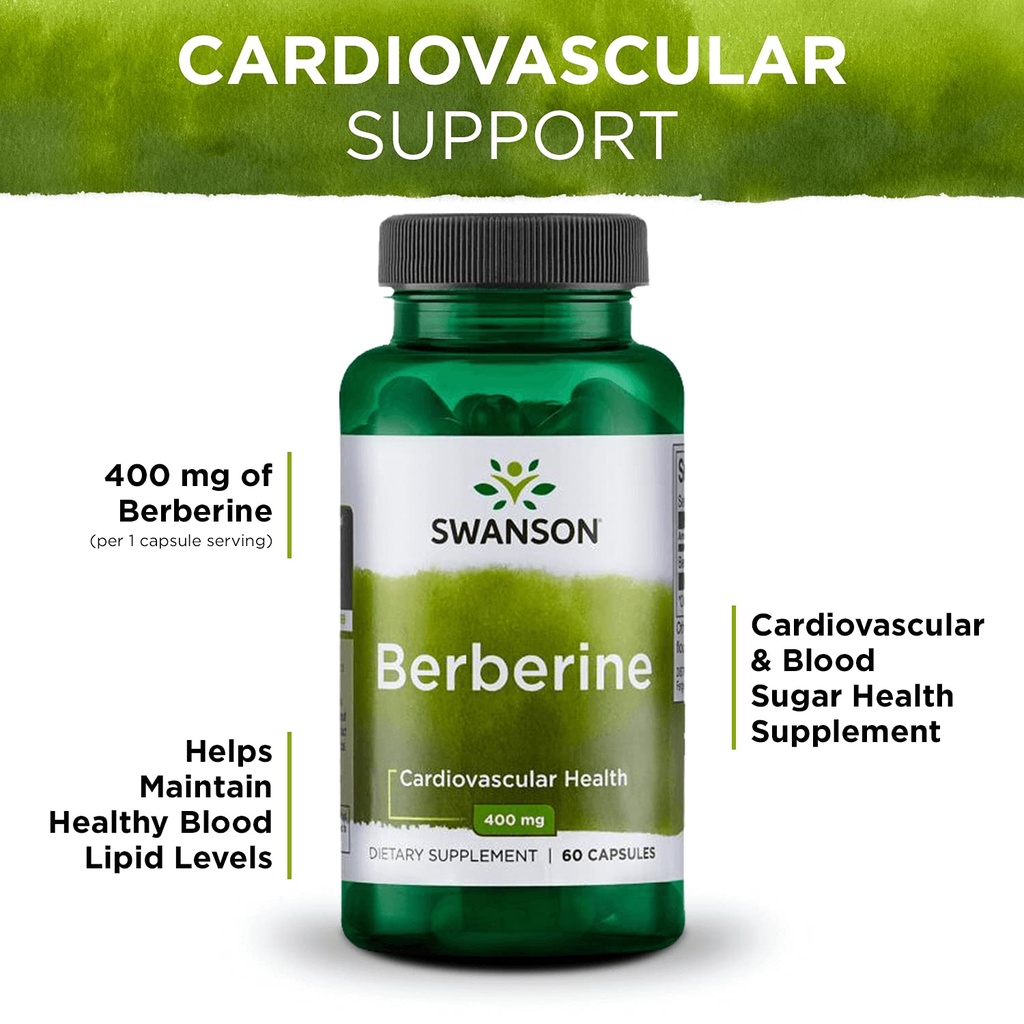 Swanson Berberine 400mg Viên uống chuyển hóa glucose, hỗ trợ tim mạch và tiêu hóa 60 viên