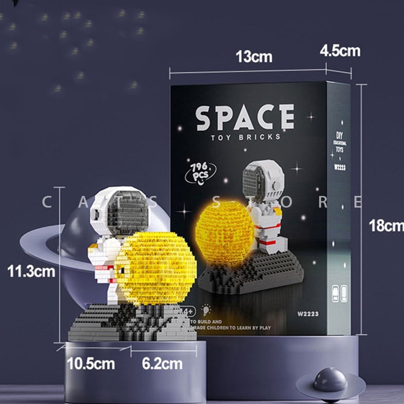 Đồ Chơi Lắp Ráp Nano 3D Phi Hành Gia Spaceman Series Mẫu 2022 Đèn Led Sẵn Pin Full Box mô hình phi hành gia