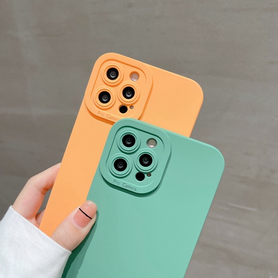 Ốp điện thoại mềm màu cam sáng đơn giản thích hợp cho Iphone 12 11 13 pro promax xs max xr x 7 8 plus