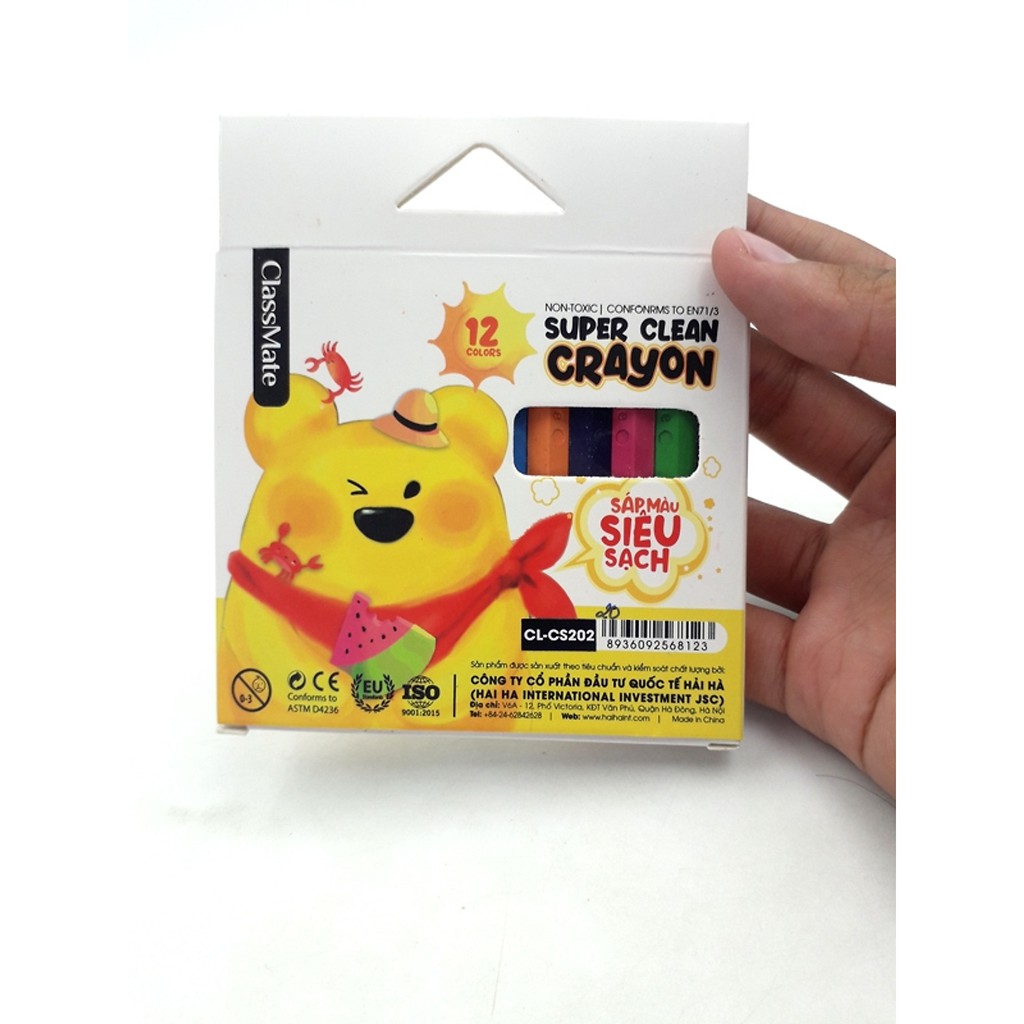 Sáp màu siêu sạch 12 màu CL-CS202