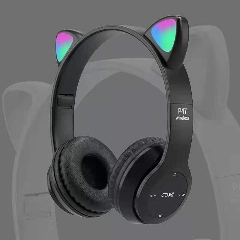 Tai Nghe Mèo P47M. Mz47 Bluetooth Chụp Tai , Headphone P47m Dễ Thương Có Mic,Âm Bass Mạnh Mẽ Dung Lượng Pin Trâu