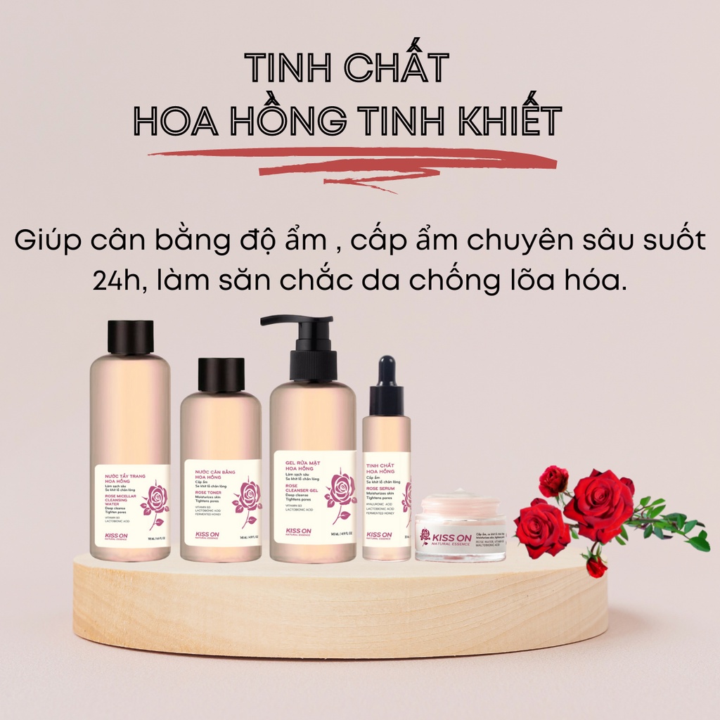 Com bo 5 sản phẩm chăm sóc da KISS ON giúp cấp ẩm sâu, làm sáng da và se khít lỗ chân lông