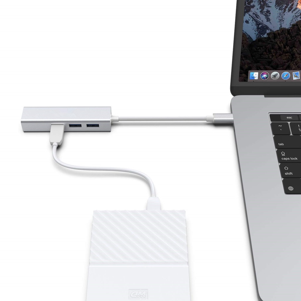 Cáp chuyển đổi USB-C Type C sang USB HUB + RJ45 LAN Internet cho Apple Macbook | BigBuy360 - bigbuy360.vn