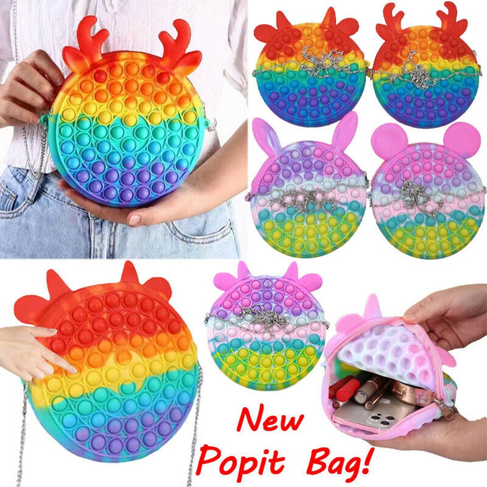 Túi Xách Tay Mihan1 Bằng Silicone Màu Cầu Vồng Thiết Kế Đơn Giản Giảm Căng Thẳng Cho Nữ