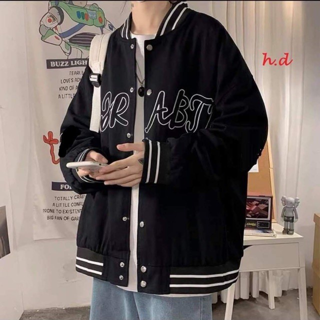 Áo bomber ABJ CHhàng 1 lớp chất gió mềmcổ, tay áo, thân áo có bo dệtphong cách hàng quốc