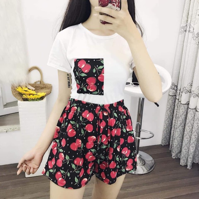 Đồ bộ áo thun quần trái cây