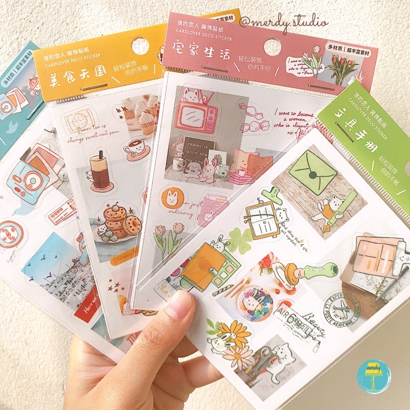 Set 3 tấm sticker cute hình dán sổ tay chủ đề Mùa Thảnh Thơi