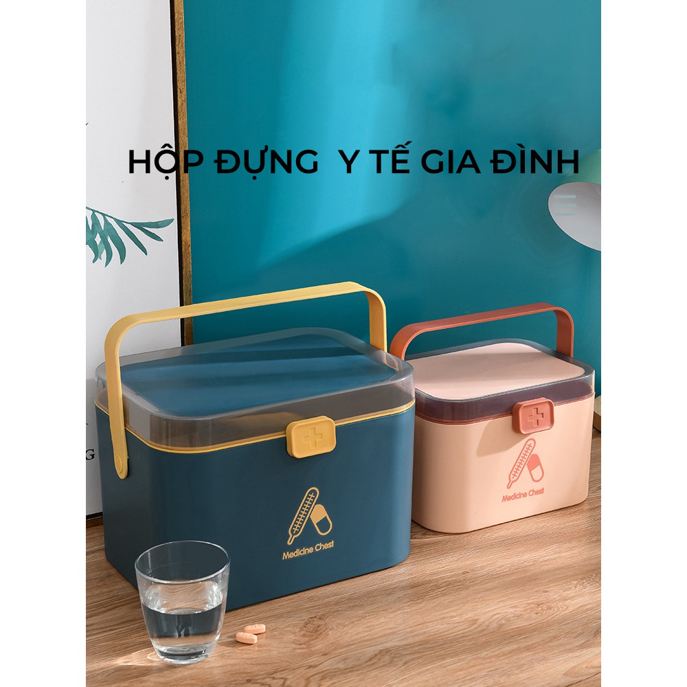 Hộp đựng thuốc gia đình, hộp đựng thuốc và dụng cụ y tế mẫu mới size 21X14X15 cm tiện lợi