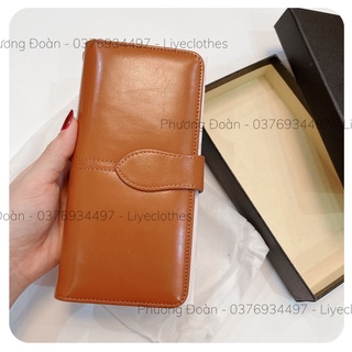 Ví da cầm tay da bò thật hãng Royal Ely mẫu bấm Ảnh thật shop chụp