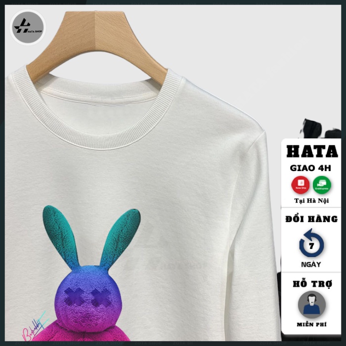 Áo nỉ nam dài tay, Áo thu đông nam cổ tròn cá tính in Thỏ Màu hot trend mã NZ682