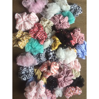 Cột tóc scrunchies dây buột tóc scrunchies caro hoa cúc vải cao cấp