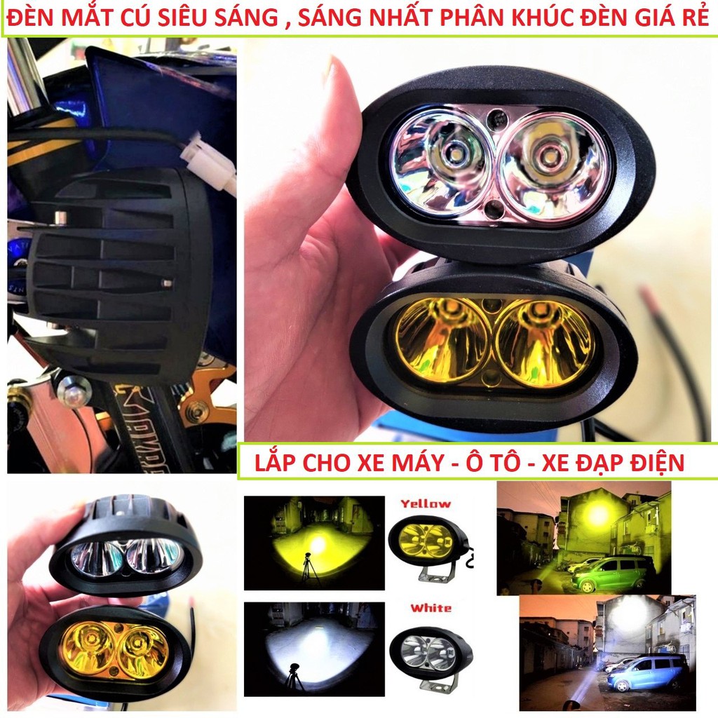 Đèn trợ sáng xe máy ô tô L2 kiểu mắt cú mẫu mới cực ngầu siêu sáng lắp các loại xe xài điện từ 12v-80v loại tốt