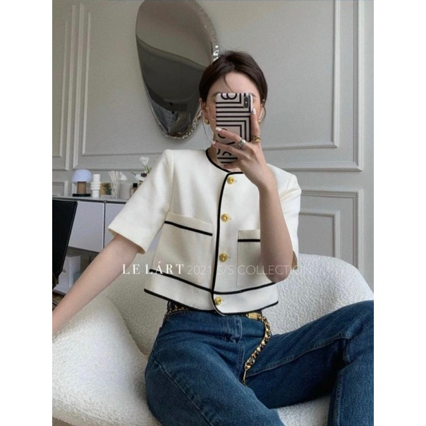 Áo cộc tay croptop retro thanh lịch