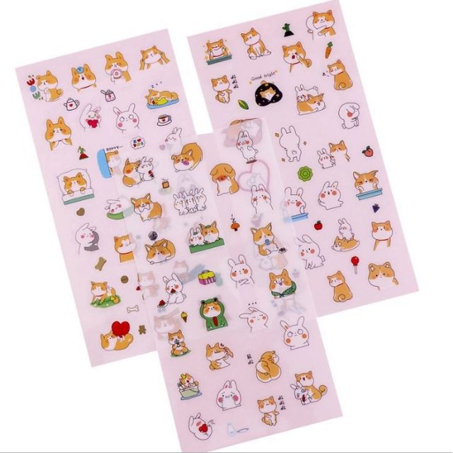 Set 6 tấm sticker chó Shiba đáng yêu