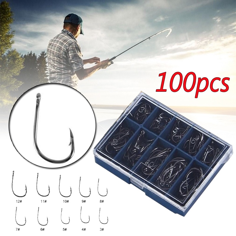 Bộ 100 Lưỡi Câu Cá Sắc Bén Nhiều Kích Cỡ