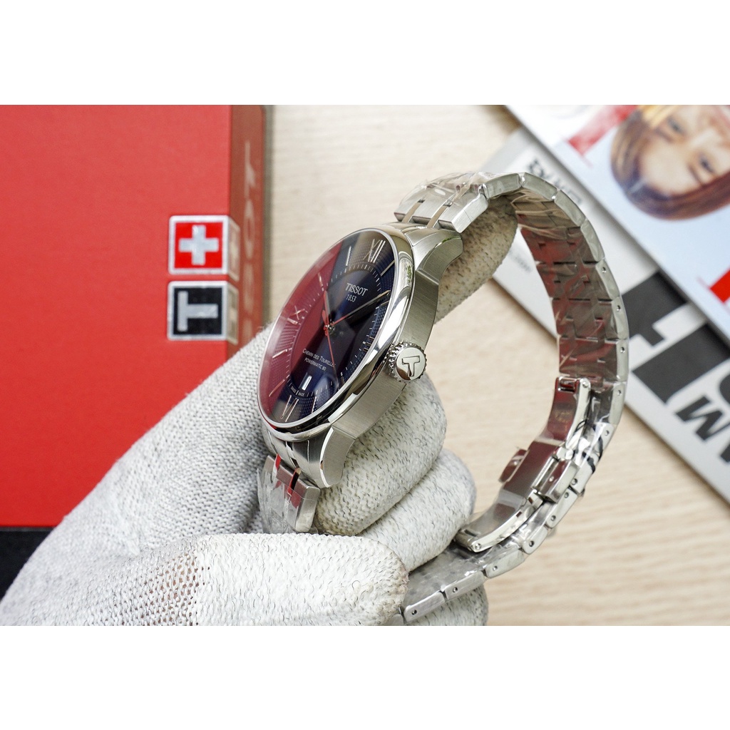 Đồng hồ Nam chính hãng Tissot 1853 Chemin Powermatic T099.407.11.048.00 Size 42,Mặt xanh,Lịch-Máy cơ-Dây kim loại