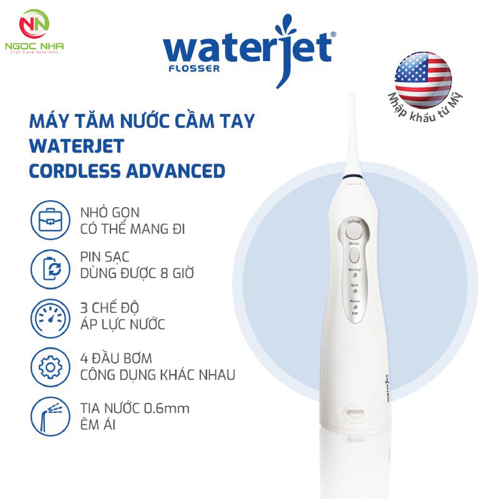 Máy tăm nước cầm tay Waterjet Cordless Advanced/Mỹ, hàng chính hãng bảo hành 12 tháng