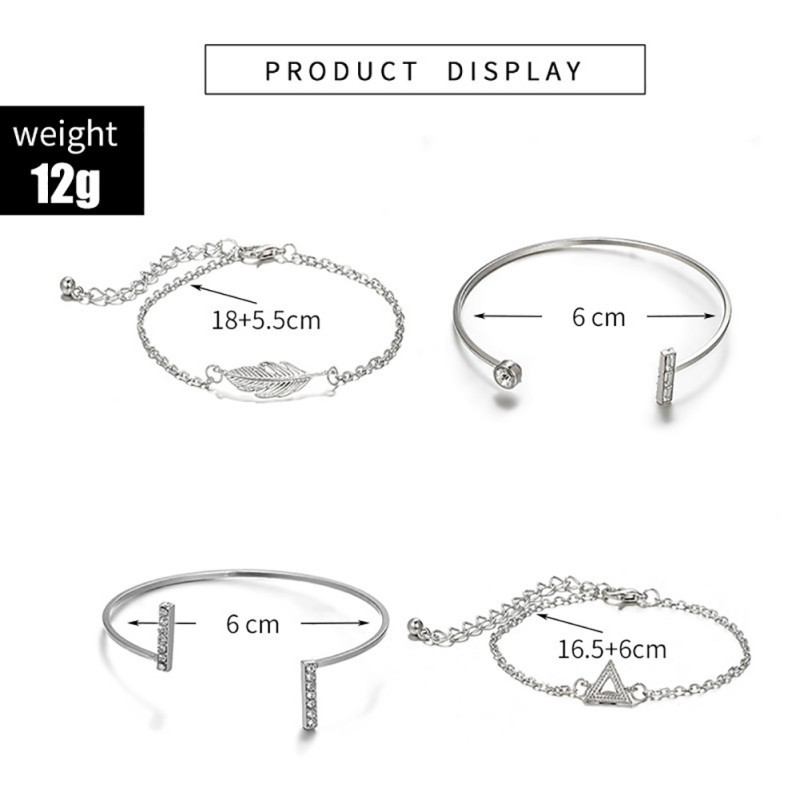 Set 4 vòng tay đính đá thời trang dành cho nữ