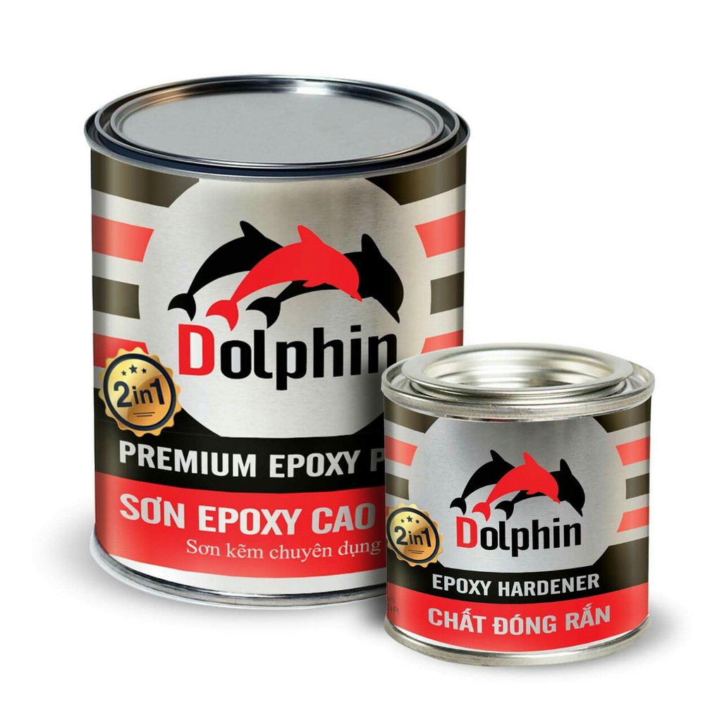 Sơn sắt mạ kẽm Epoxy Dolphin sơn 2 thành phần loại 1kg