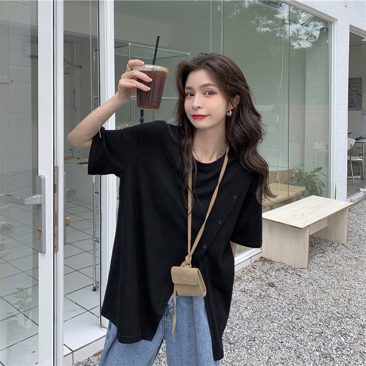 Áo Thun Xẻ Tà Dáng Rộng Ngắn Tay Thời Trang Cá Tính 2022