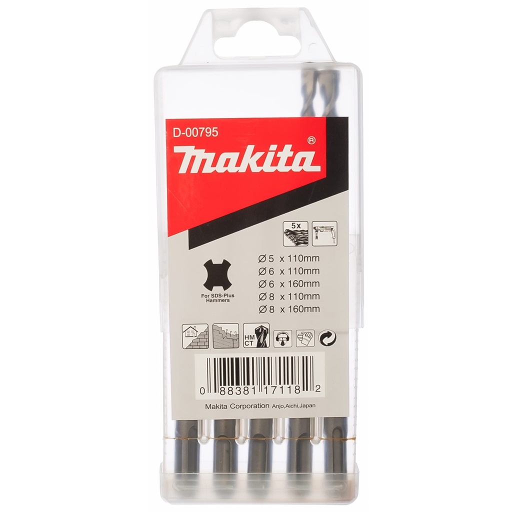 Bộ mũi khoan bê tông Makita chuôi SDS Plus D-00795