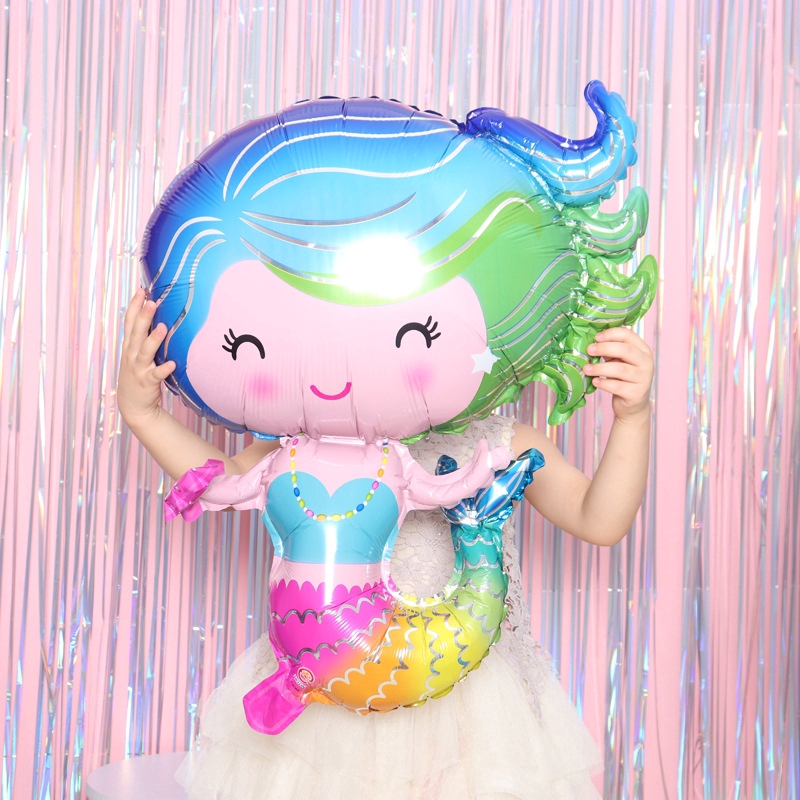 Túi 5 bóng bay lá nhôm hình nàng tiên cá độc đáo trang trí tiệc sinh nhật cho bé