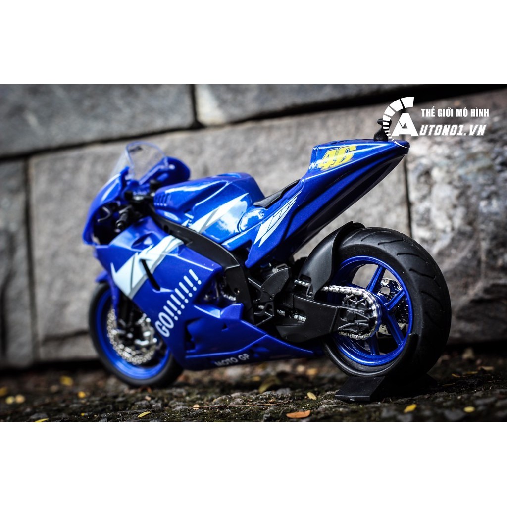 MÔ HÌNH XE MOTO GP TEAM GO NO.46 BLUE 1:12 CÓ ĐÈN NHẠC DIECAST METAL 5704