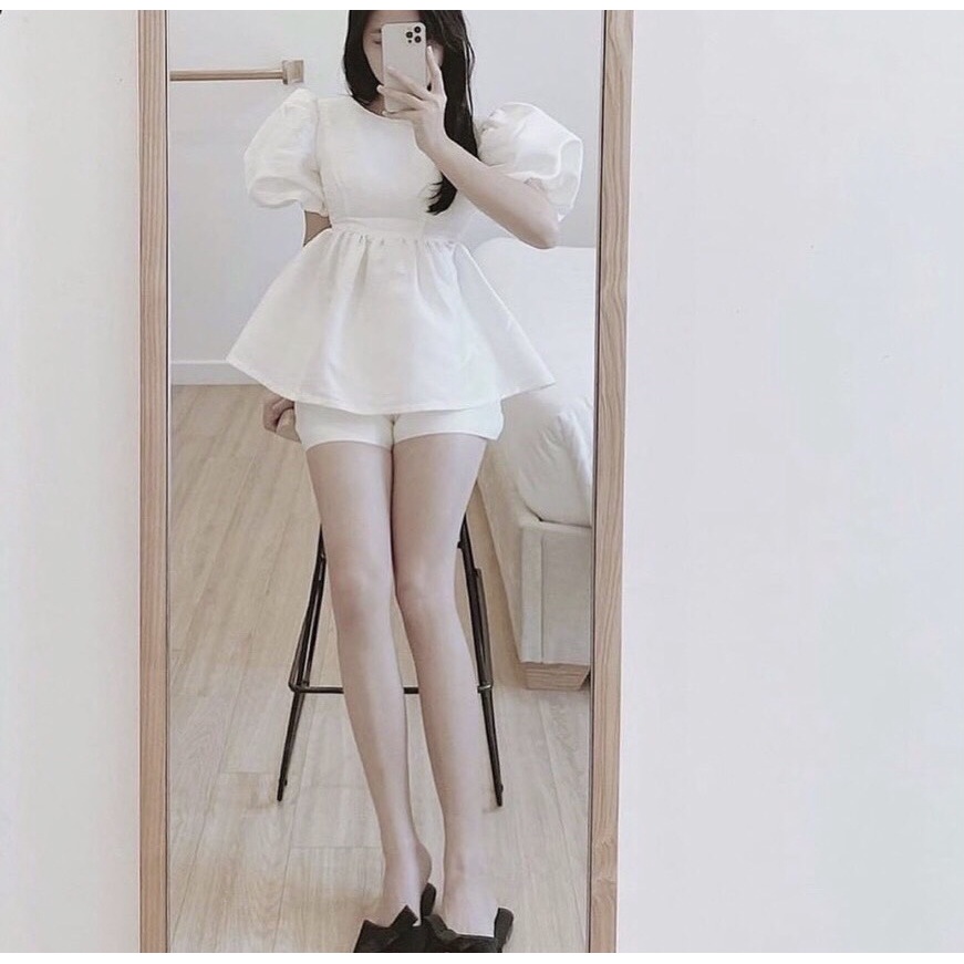 Set đùi nơ lưng BaByDoll Zadola fashion tay bồng quần short đùi đồ bộ nữ tính cho chị em.