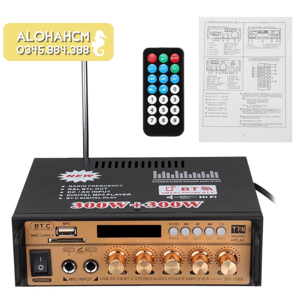 Amply karaoke KAW, Ampli mini bluetooth, Âm ly công suất khủng cho chất lượng âm thanh tốt Bảo hành 12 tháng