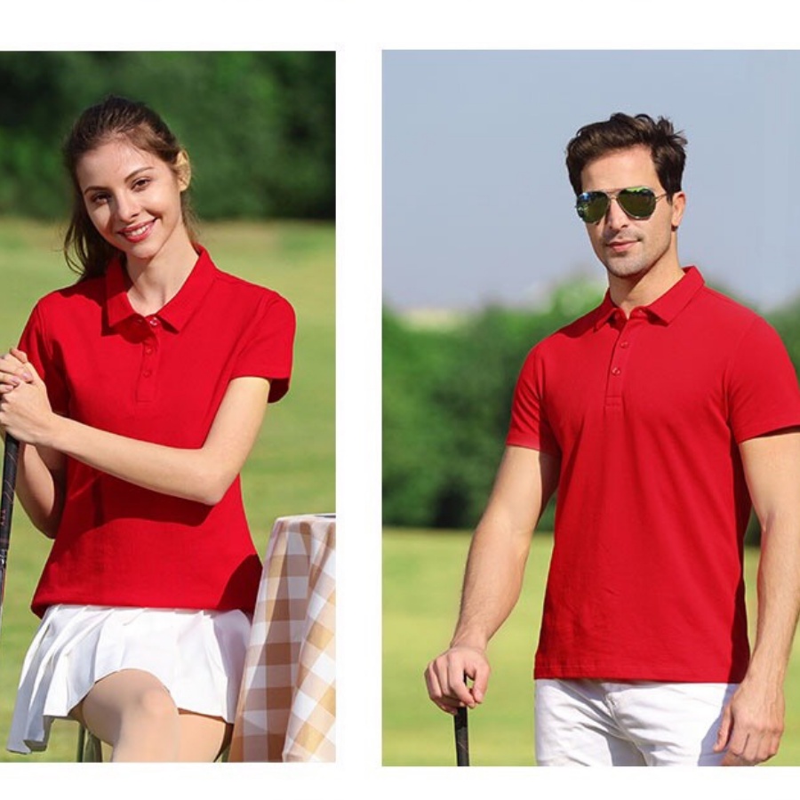 Áo Polo nam nữ chất vải Lascoste co giãn 4 chiều thoáng mát hút mồ hôi, lên form đẹp màu đỏ tươi