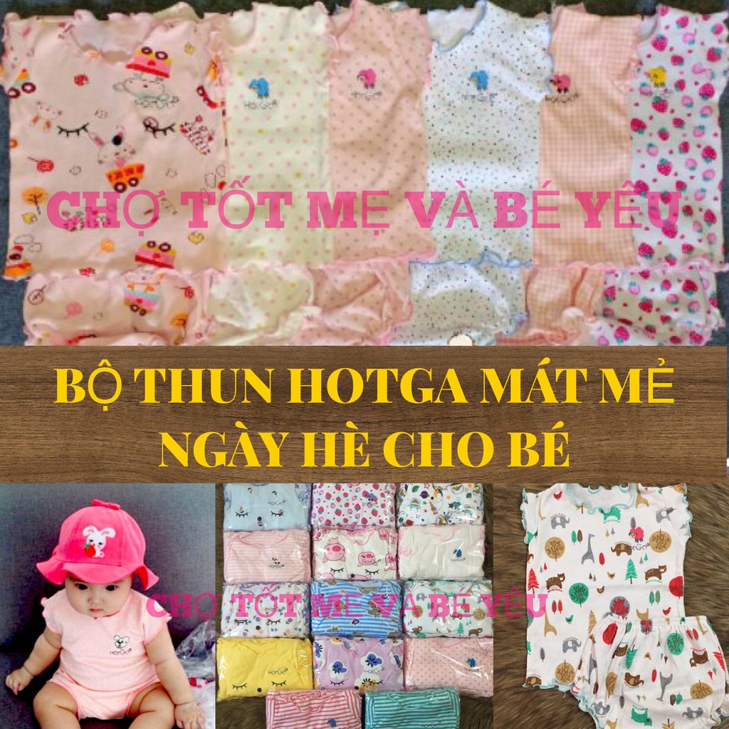 BỘ THUN COTTON HOTTGA MẶC MÁT CHO BÉ GÁI SƠ SINH-9KG