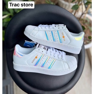 Giày thể thao nữ sneaker das sò trắng vệt ba màu tím và vang lấp lánh full sz nữ