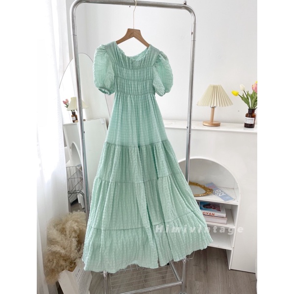 Váy đầm maxi dáng dài chất xốp không nhăn vintage trơn pastel nàng thơ nhẹ nhàng nữ tính dễ thương | BigBuy360 - bigbuy360.vn