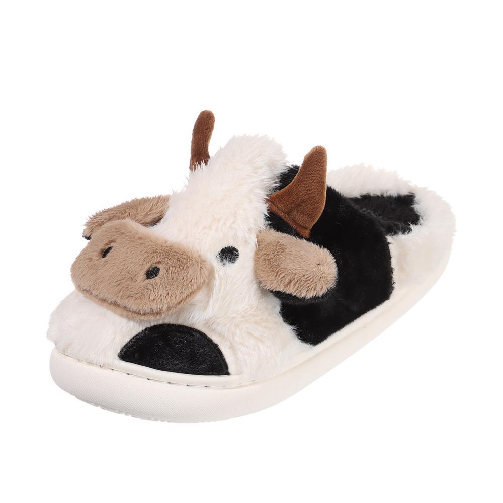 Dép Bông Đi Trong Nhà Chống Lạnh Họa Tiết Bò Sữa Đáng Yêu