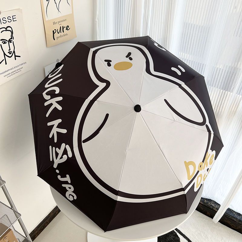 Dù Gấp Tự Động 30% In Hình Vịt Con Dễ Thương