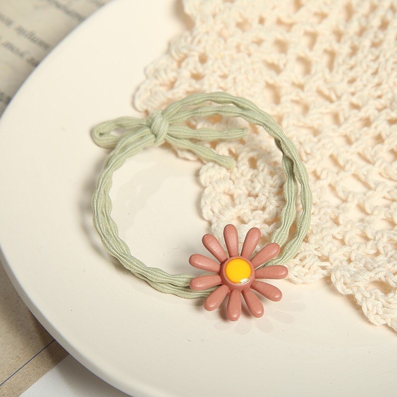 Dây cột tóc Hàn Quốc SANMAY Thun Buộc Tóc Nơ Vải Nữ Hoa Cúc Dễ Thương Đơn Giản Scrunchies PK001