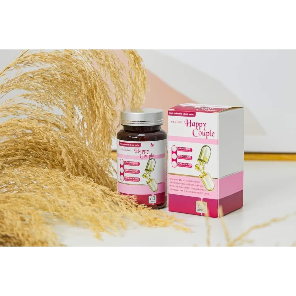 Viên uống Happy Couple của TTCN Dược Liệu 60V giúp tăng cường n.ội tiết tố nữ, giảm tri.ệu ch.úng b.ốc h,oả, m.ất ng.ủ